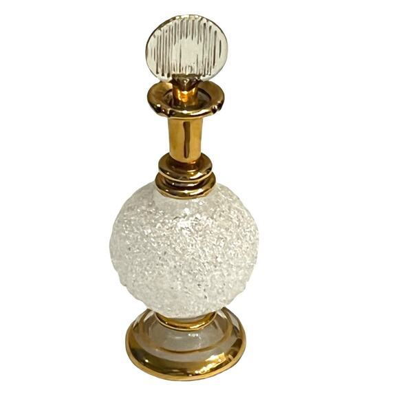 Vtg Hand Blown Summerso SUGAR GLASS PERFUME BOTTLE & Glass Coin Stopper Gold! - Picture 4 of 4
